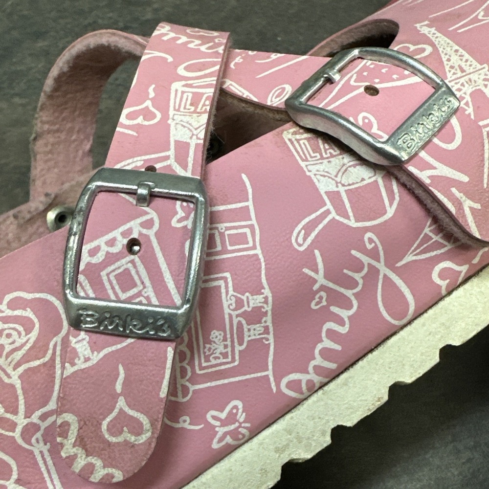 Birkis Dorian Clogs Size 39 Birko-Flor Pink Paris Heart Rose Love Women's 8 Rare - Picture 9 of 10